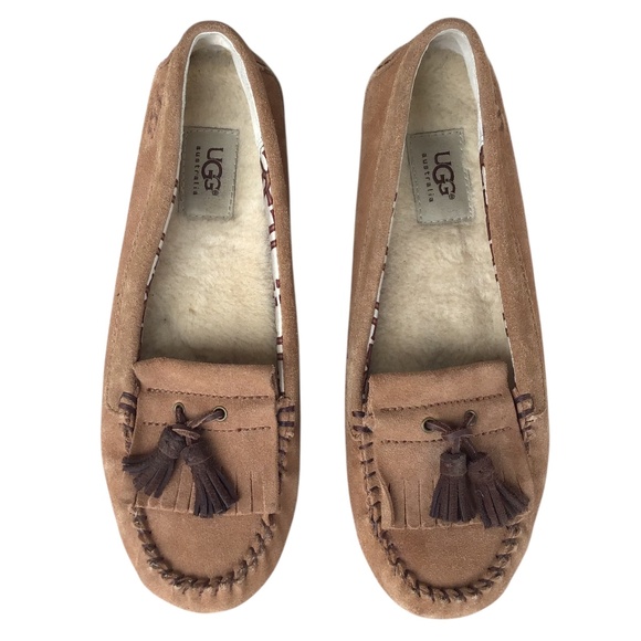 UGG Tan Suede Moccasin Slippers - Picture 1 of 16